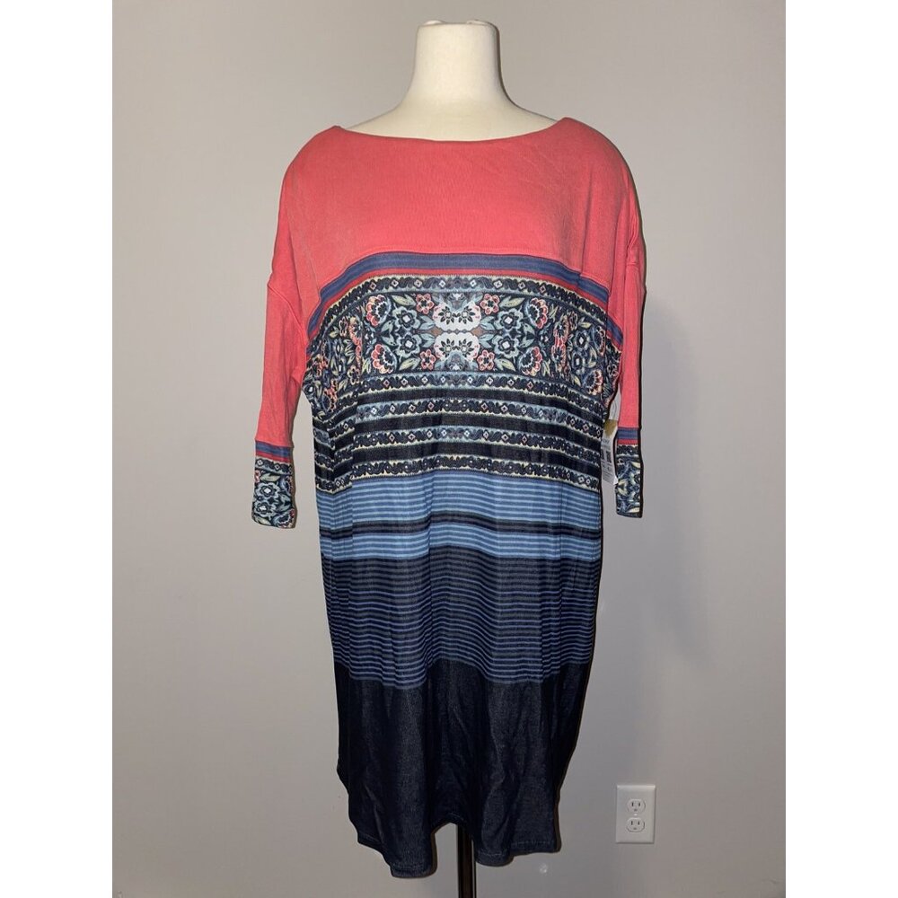 Free People Multi Color Dress W/ Floral Pattern and Stripes, Size Small